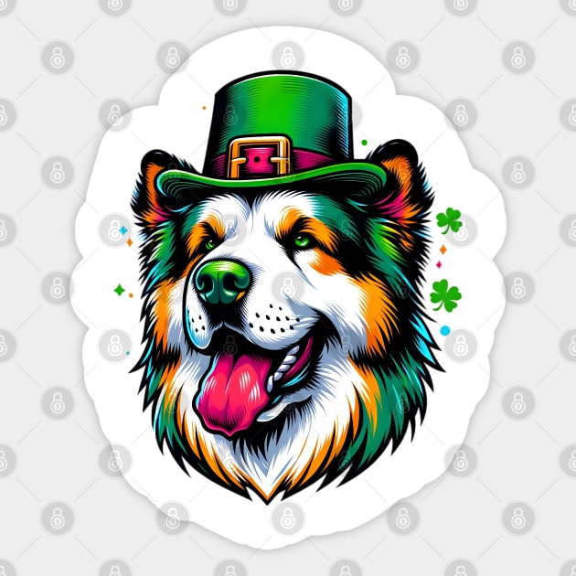 Central Asian Shepherd Dog Celebrates Saint Patrick's Day Sticker by ArtRUs